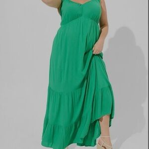 Maxi Rayon Slub Ruffle Strap Tiered Dress Torrid Size 2 NWT